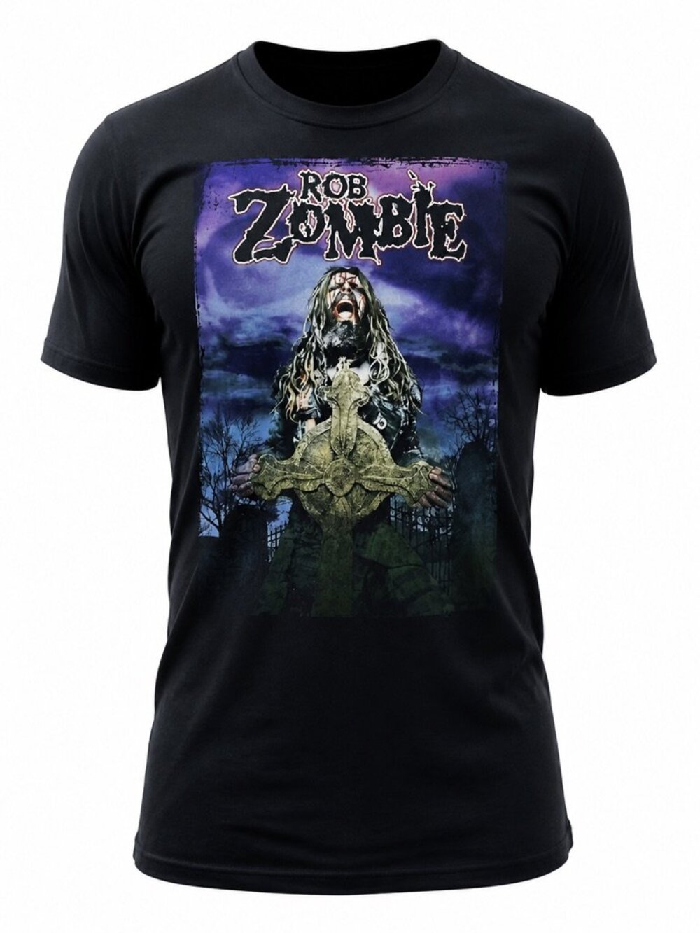 Rob Zombie T-Shirt XL Black mens graphic cross screaming grave tee shirt